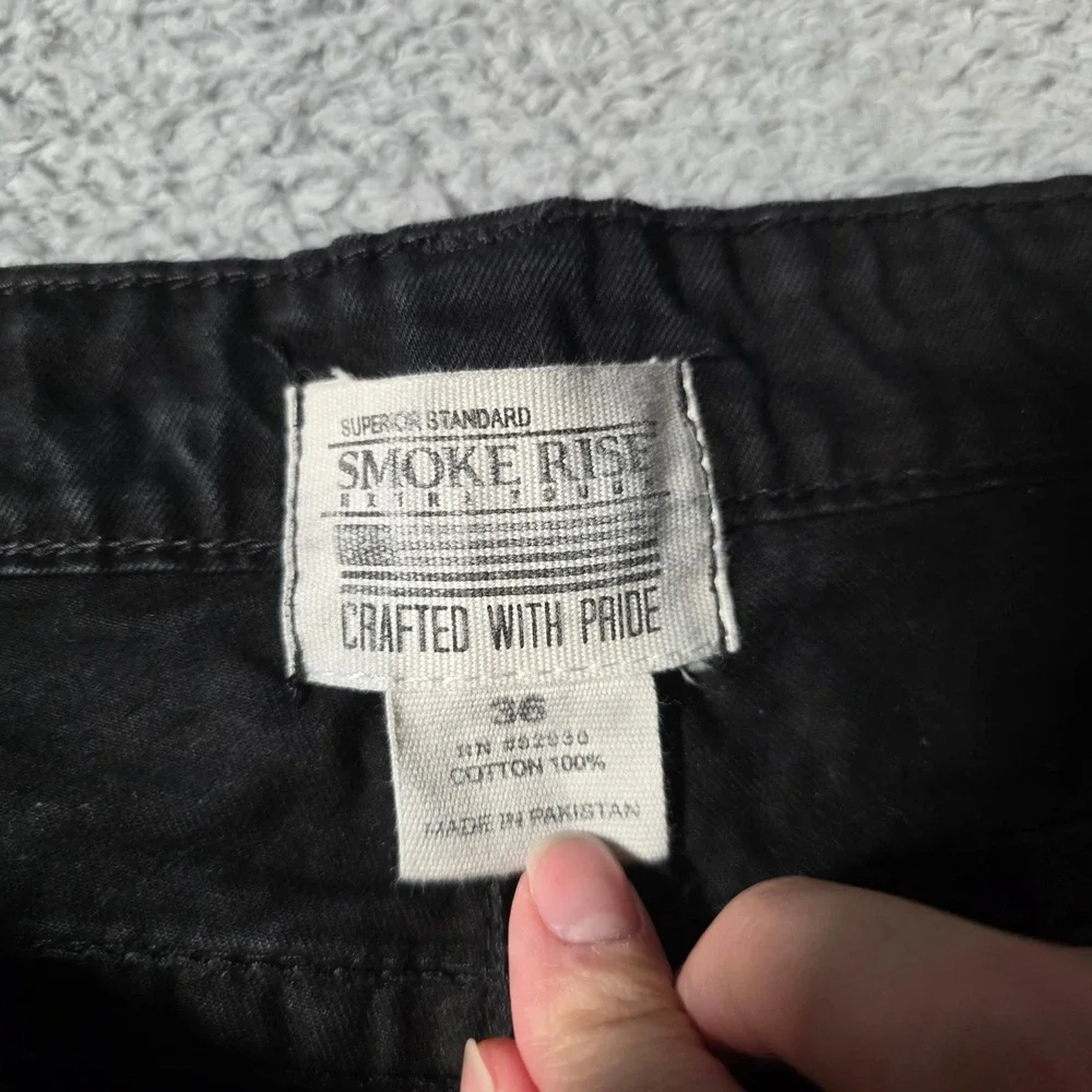 Smoke Rise Mens 36 Denim Shorts Black Distressed Raw Hem Streetwear Cotton